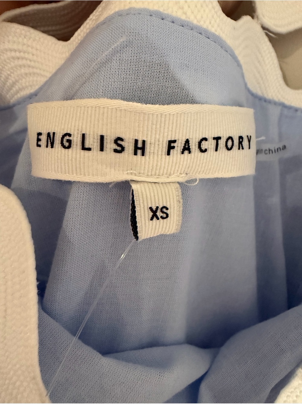 English Factory Powder Blue Puff Sleeve Cotton Midi Dress XS NWT - Picture 6 of 11